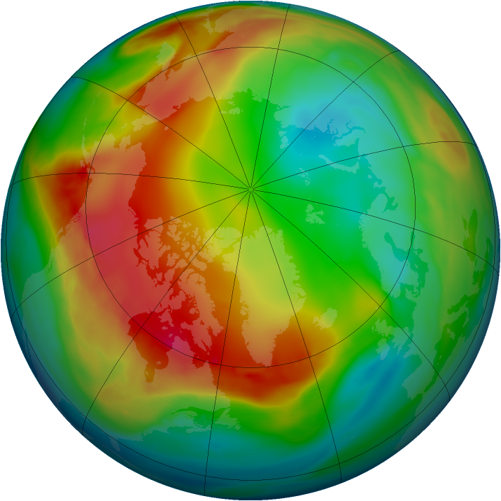 Arctic ozone map for 08 January 2007